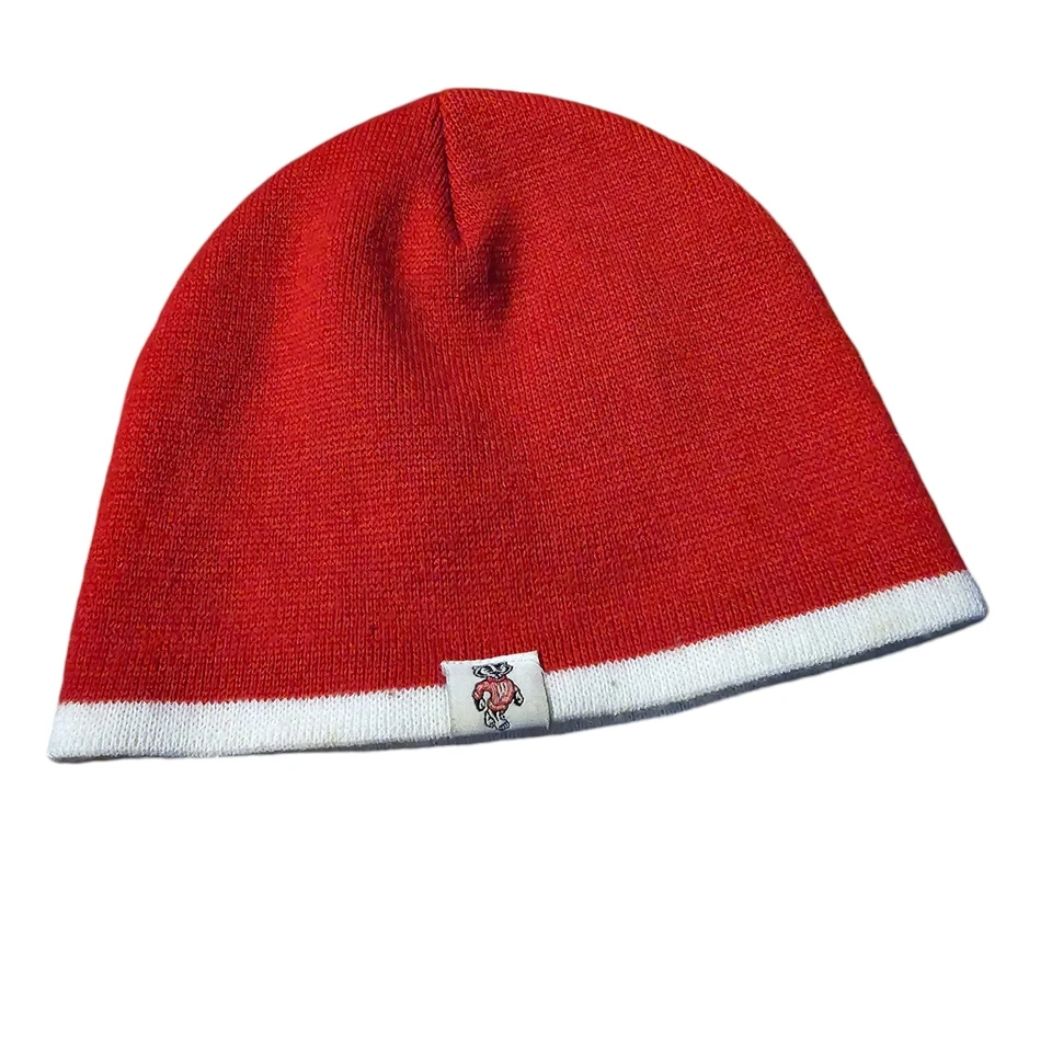 De Colección Wisconsin Gorro Gorra O/S Rojo Crema Coliseo Atletismo LA Deportes Tejones Foto 2 de 4