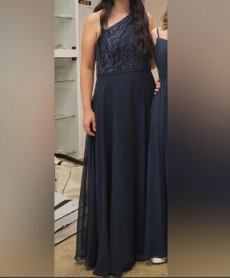 Azazie bridesmaid dress Simone dark navy Size A8 | eBay