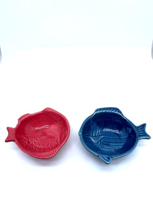 Japanese Sushi Wasabi Soysauce Fish Dipping Dish x 2 New