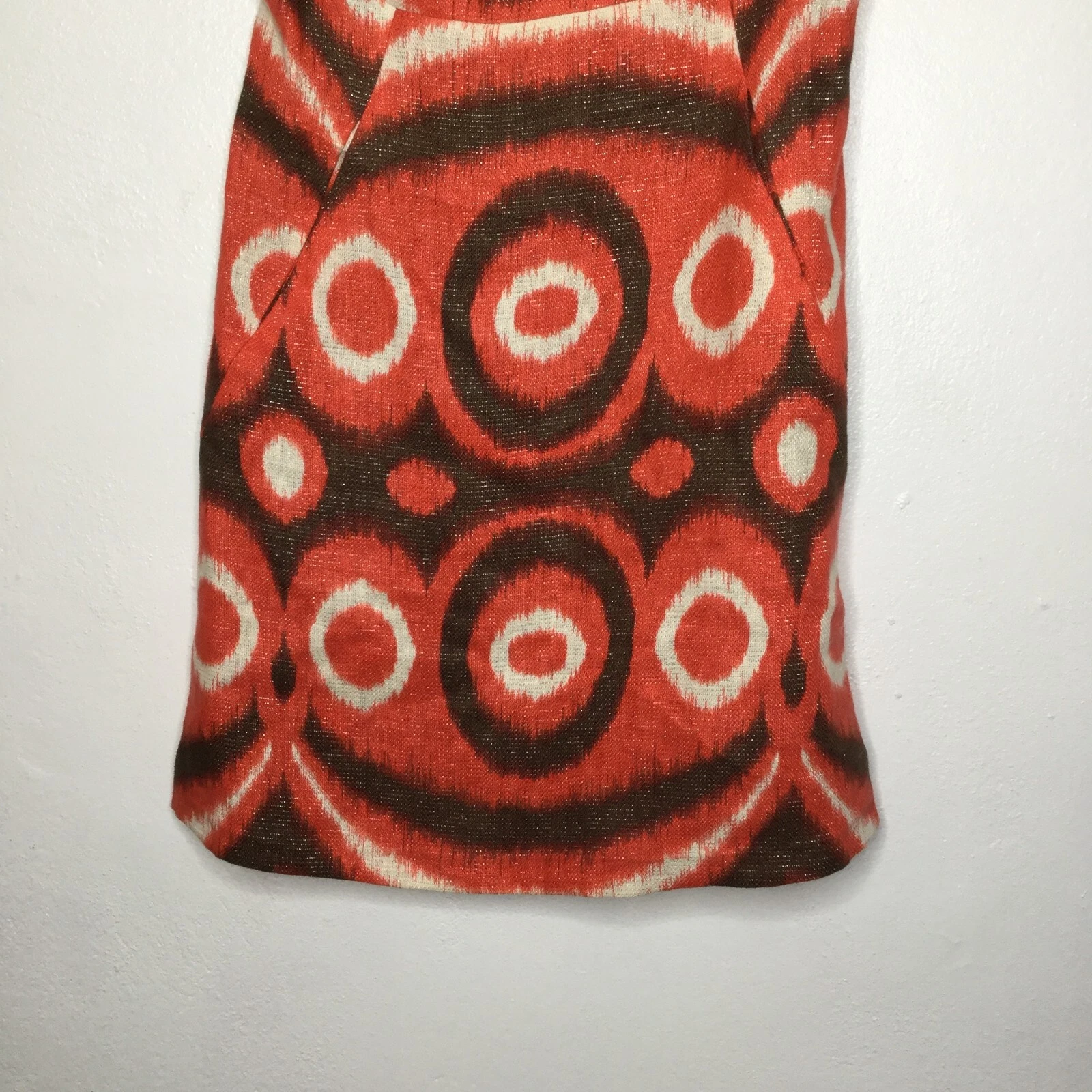 Abito Tory Burch Donna 0 Arancione Geometrico Turno Senza Maniche Tasche Cerniera Lino