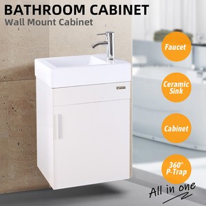 19 Bathroom Vanity Cabinet Set Ceramic Sink Faucet Vessel W White Top Combo Us Ebay