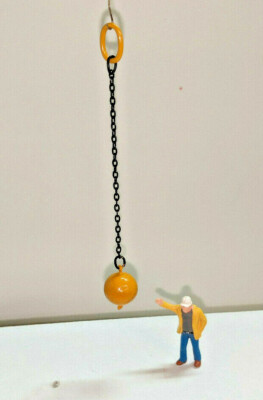 Metal Crane Wrecking Ball w/Hook. In Authentic Liebherr Yellow. 1/50th, 1/48th