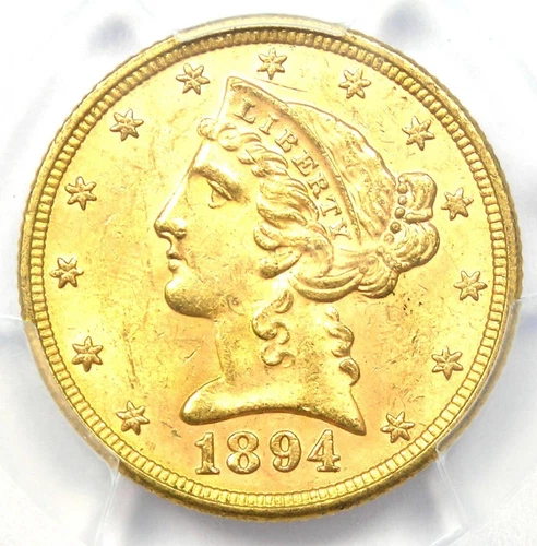 1894 Liberty Gold Half Eagle $5 Coin - PCGS MS64 (BU UNC) - $1,750 Value!