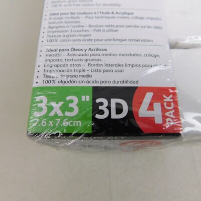 Lot De 4 Mini Toiles Tendues Daler-Rowney Simply - 3x3 Pouces - Carré - Blanc #5251
