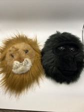 Beverly Hills Teddy Bear Co Plush Lion and Gorilla Head Wall Hanging Mask Safari