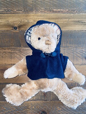 Burberry Fragrance Teddy Bear Plush Nova Check Plaid Blue Hooded Jacket  2009
