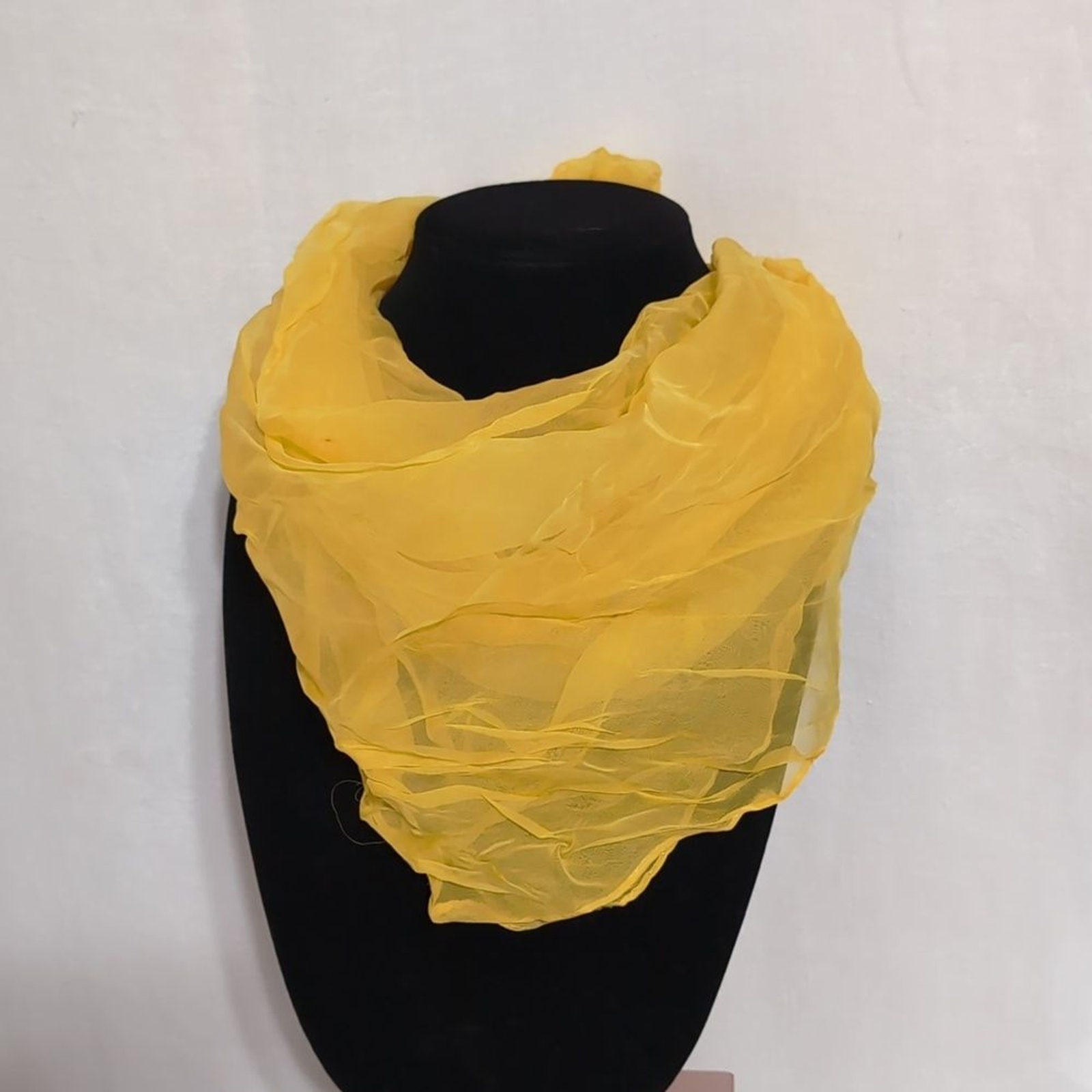 Vintage Yellow Silk Square Scarf Handkerchief Hanky Rolled Edge