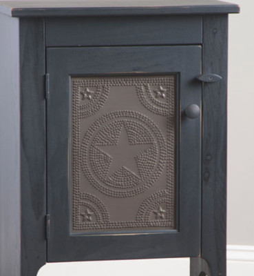 Primitive Country Punched Tin Piesafe Cabinet Panel – Extended Diamond Pattern, Blackened Finish
