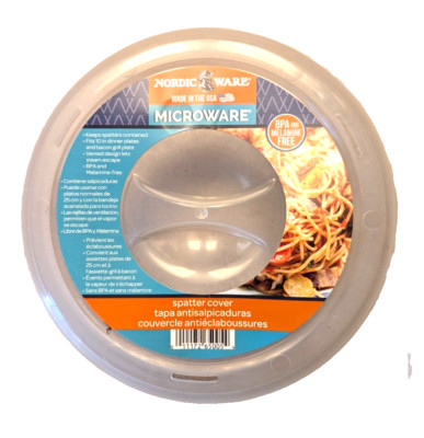 Nordic Ware Microwave Splatter Cover 10-in Opaque White Vents BPA Melamine Free