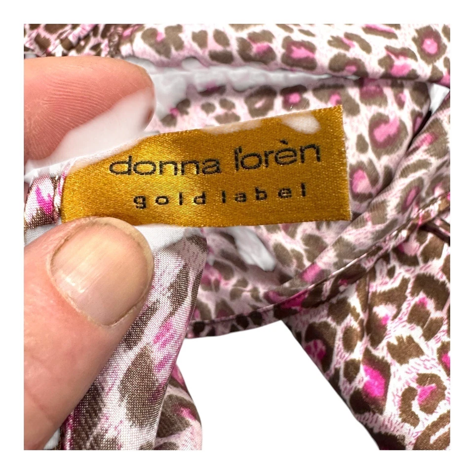 Donna Loren Gold Label Leopard Print Chemise Nightgown L Nightie Pink & Brown - Image 4 of 4
