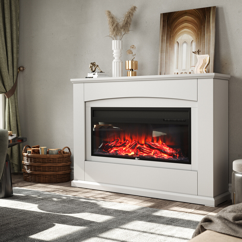 30u0026#034;/36u0026#034; Electric Fires Wooden Fireplace Mantel Freestand Heater  Firebox u0026amp; Remote | eBay