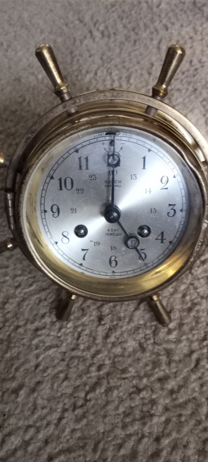 Salem Germany Brass Ships Bell Clock 8 Day Jeweled. Not Working eBay