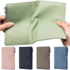 Leather Passport Holder Slim Billfold RFID Wallet Credit Card Cash Holder Travel