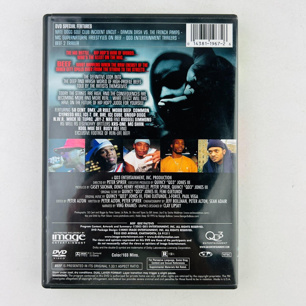 BEEF DVD Ving Rhames, 50 Cent, Kevin Anderson, B-Real, Big Daddy