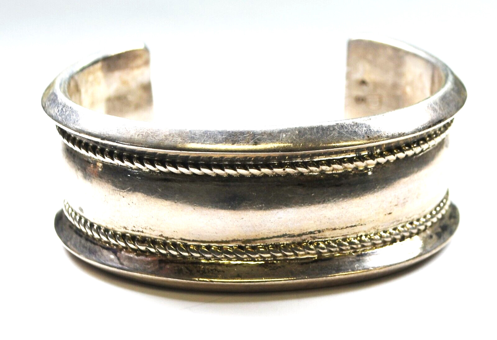 Sterling Silver Signed AD 28mm Solid Cuff Bracele… - image 1