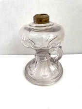 ANTIQUE KEROSENE OIL FOOTED HAND LAMP - PATTERN LATE PETAL NO BURNER OR CHIMNEY
