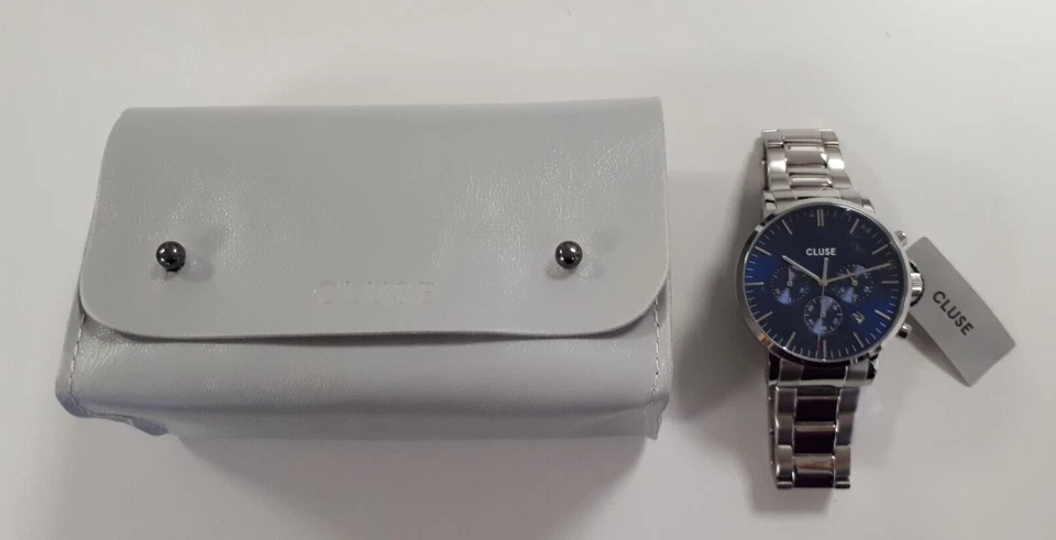 Cluse Montre Aravis chrono CW0101502011 bleu argenté /EBQG - Imagen 4 de 4