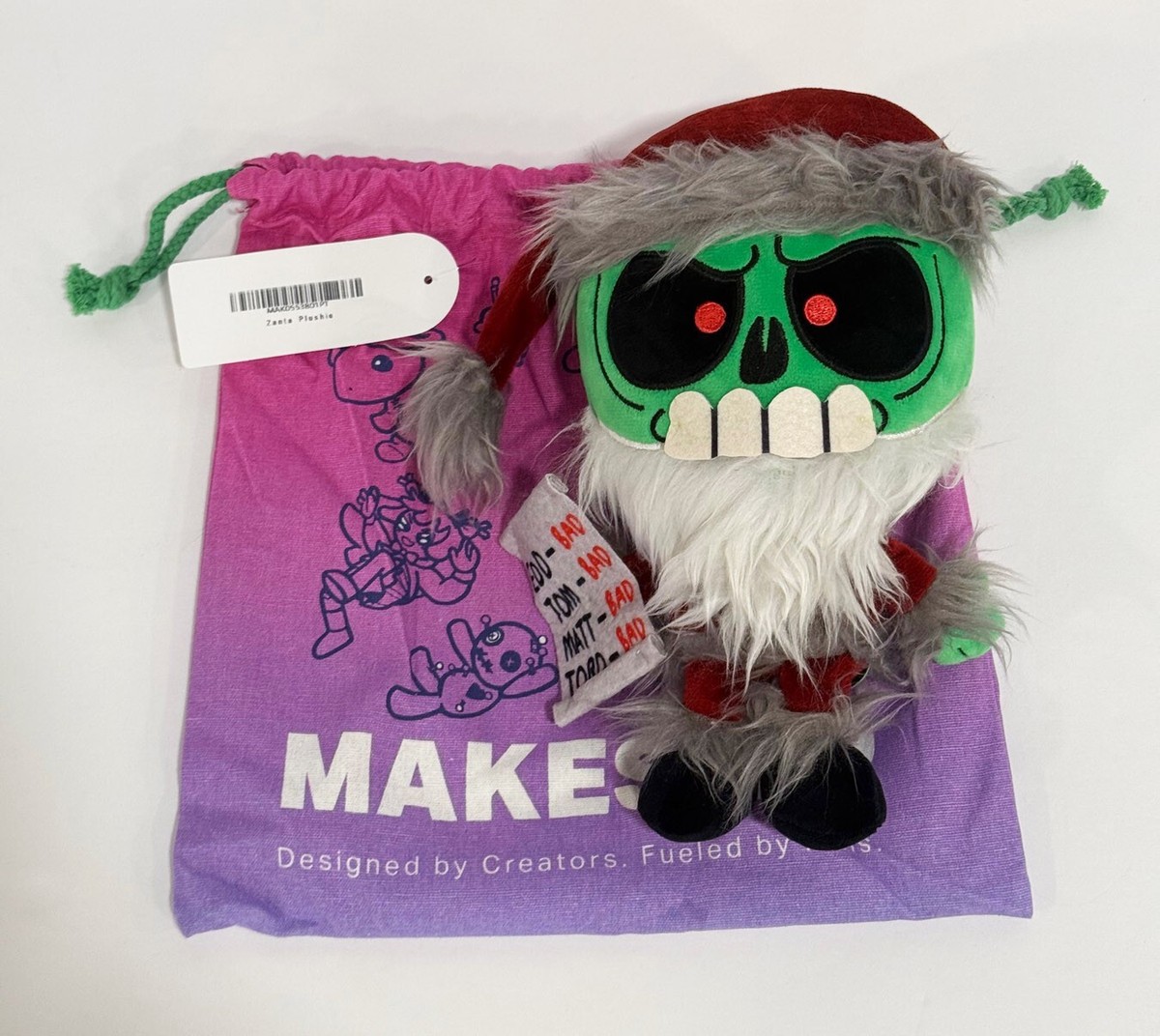 Makeship Eddsworld Plushie ZANTA CLAWS Zombie Santa Plushie