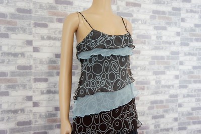 SUNNY LEIGH DAMEN REINE SEIDE PARTY FEST TUNIKA OBERTEIL KAFFEE AQUA  S 