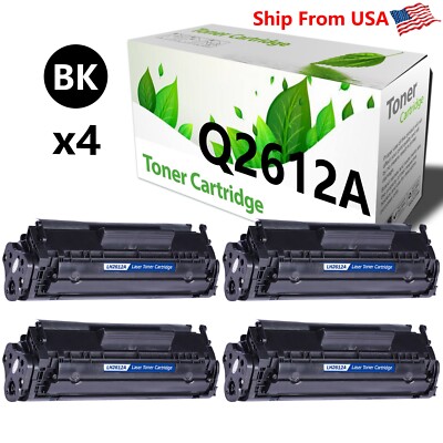 4PK Q2612A HP12A Toner Cartridge| HP Laser Jet 1018 1022 M1005MFP Printer Black