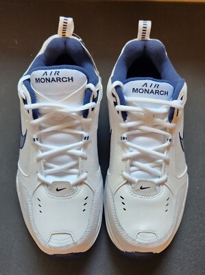 Nike Air Monarch IV 4 4E WIDE White Navy Blue Silver Black 416355-102 sz 9