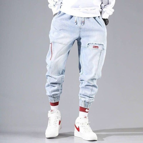 Pantalones Vaqueros Cargo Para Hombres Moda Grande De Streetwear Hip Hop  Casual | eBay
