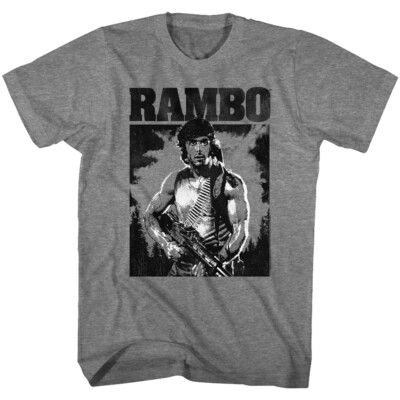 Rambo First Blood Black & White Haze Men's T Shirt 80's Movie Merch