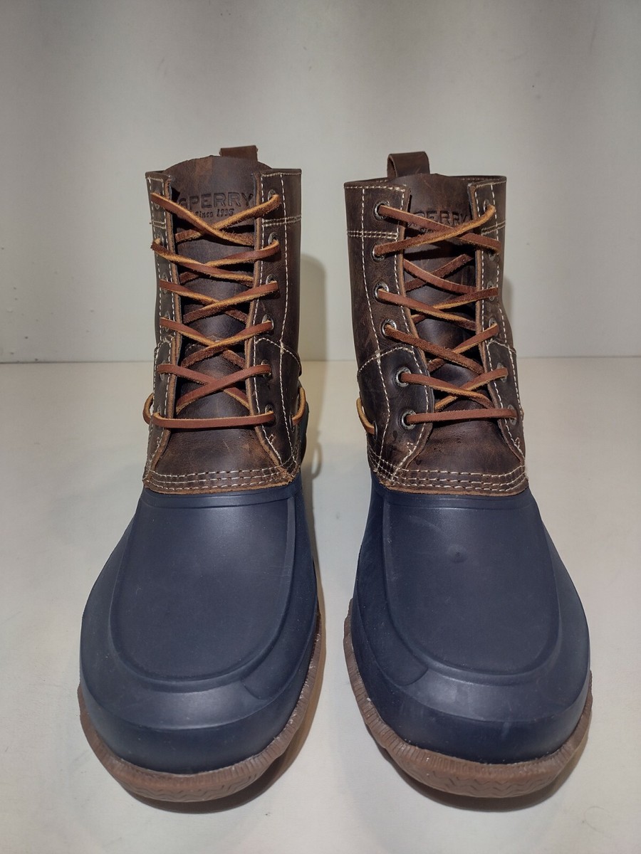 Sperry Top Sider Duck Boots Brown Leather Blue Waterproof  display picture 1