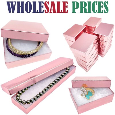 BULK Cardboard Kraft Paper JEWELRY GIFT BOXES Cotton Filled ROSE GOLD - Shipping