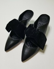 NEW Tory Burch Clara 65MM Mule w. Velvet Bow, Pointed Toe, Perfect Black 428