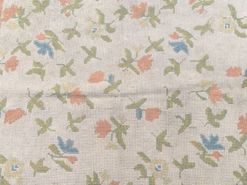 Vintage French Style Handmade Aubusson Needlepoint Area Rug 3x6 ft Free Ship - Image 4 of 4