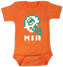 Baby Jaylen Waddle Miami Dolphins Tecmo Bowl Helmet Creeper Romper