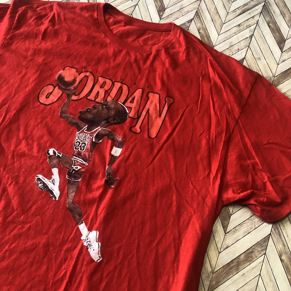 Camiseta de Colección Michael Jordan Cabeza Grande Caricatura Dibujos Animados Camiseta Hombres XL '93 Foto 3 de 4