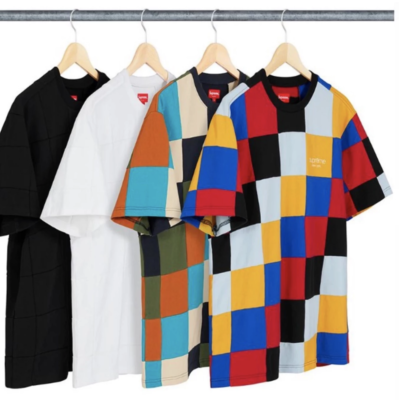 Supreme Red Patchwork Pique Tee Yellow Blue F/W 18 size Medium | eBay