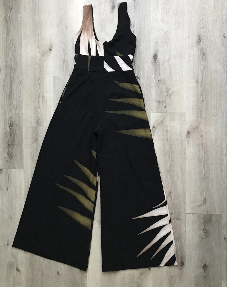 Catherine Malandrino Black Printed Jumpsuit Twist Front Size 2 - Worn Once. - Image 2 of 4