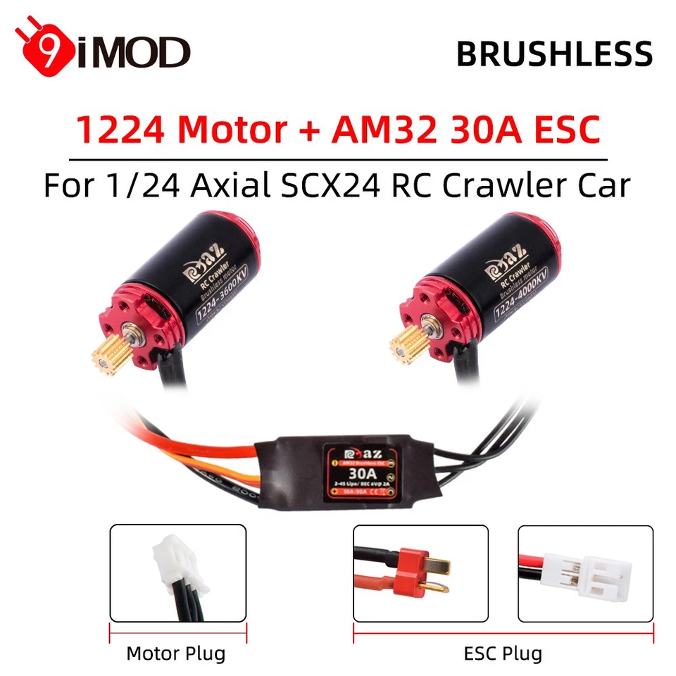 9IMOD Brushless 30A ESC 1224 Motor Combo Mini For 1/24 RC Car Axial SCX24 TRX4M - Image 3 of 4