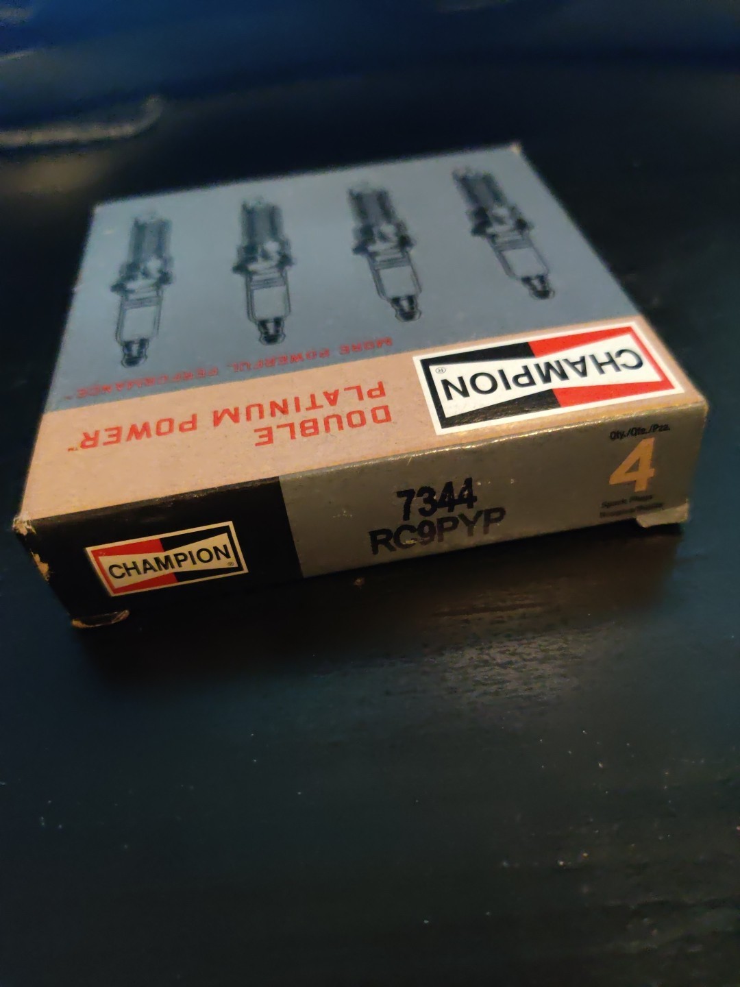 PACK OF 4 CHAMPION 7344 DOUBLE PLATINUM SPARK PLUGS RC9PYP