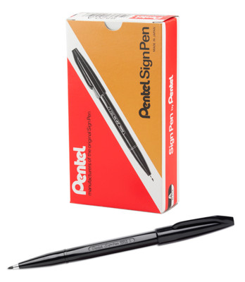 NEW 12 Pentel Sign Pens - BLACK S520-A