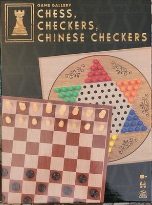 Game Gallery Chess Checkers and Chinese Checkers Board Game Set  NEW