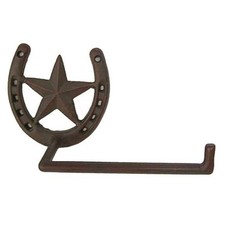 Western Star & Horseshoe Toilet Paper Holder ? Wall-Mount Decor