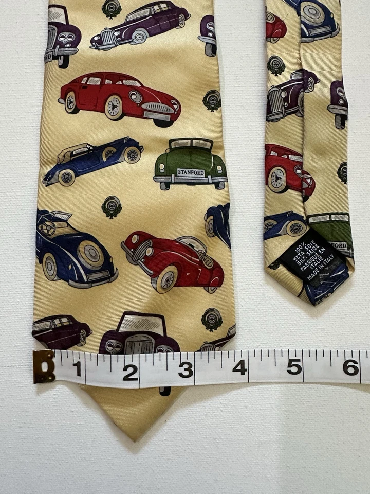 Corbata rara UniversiTies de M. LaHart Stanford University Cars 100 % seda Italia Foto 4 de 4
