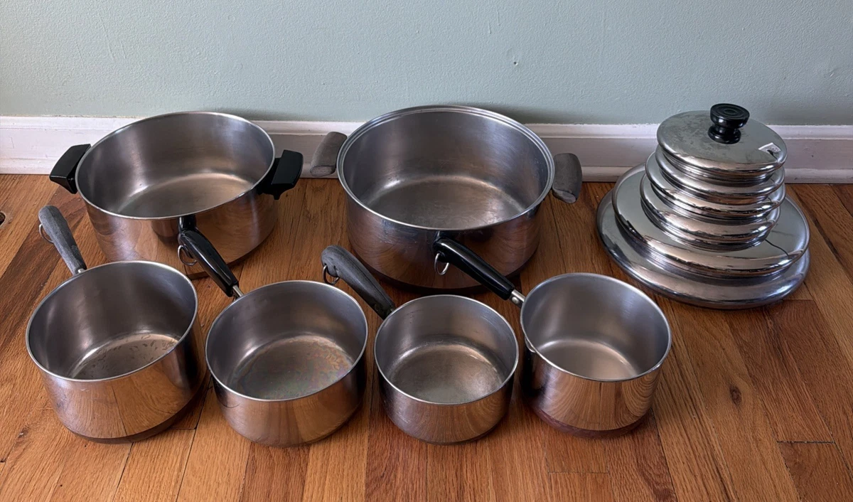 新品未開封Revere Ware ヴィンテージ ステンレス鍋　銅底　蓋付　セット 新品未開封Revere Ware ヴィンテージ ステンレス鍋 銅底 蓋付 セット