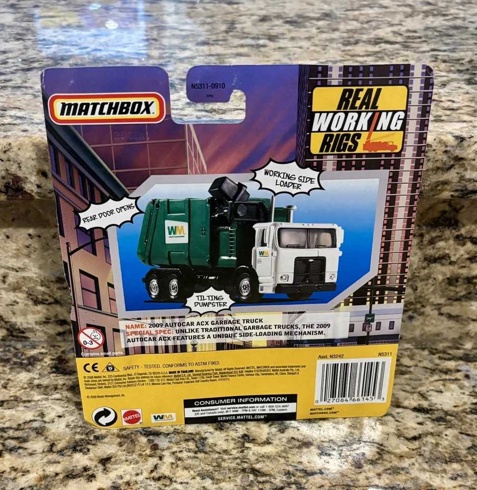2009 Matchbox Working Rigs Waste Management WM AUTOCAR ACX Garbage Truck NIB - Image 4 of 4