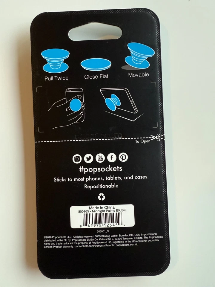 Empuñadura y soporte para teléfono PopSockets 800165 palmeras de medianoche Foto 2 de 4