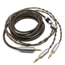 2.5mm to Dual 3.5mm Cable, 8 Core Silver, Hifiman HE4XX, HE-400i, Braided