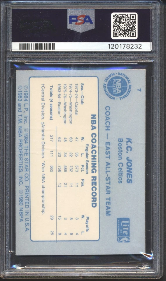 1985 Star Lite Beer AUTOGRAPH K.C. Jones #7 Signed PSA 5 PSA/DNA Auto. 8 HOF - Image 2 of 2