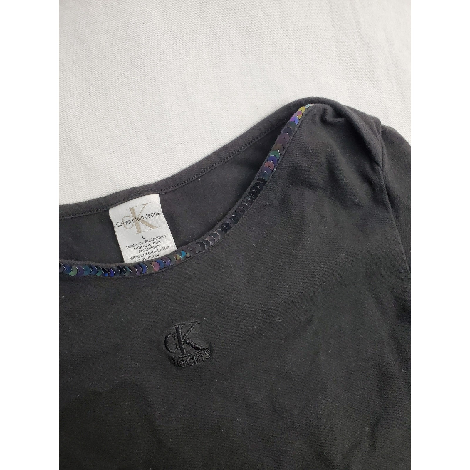 Calvin Klein shirt Sequin Neckline Girls Size L Party Holiday School thumbnail 6