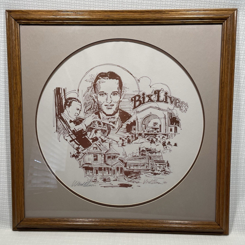 Rare Bix Beiderbecke Jazz Music Legend Quad Cities Ward Olson Art Print Signed