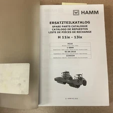Hamm H 11ix-13ix ROLLER PARTS MANUAL BOOK CATALOG SPARE LIST, SMOOTH OR PADFOOT