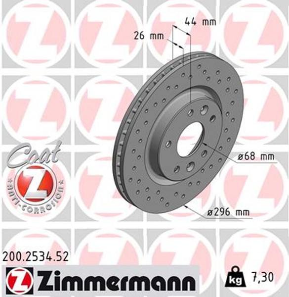 2X Bremsscheibe Sport Z Zimmermann 200.2534.52 FüR Renault Kadjar Nissan Qashqai-image